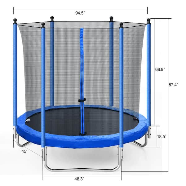 T-Adventurer 8 ft. Trampoline with Safety Enclosure Net Heavy Duty Jumping Mat and Spring Cover Padding for Kids