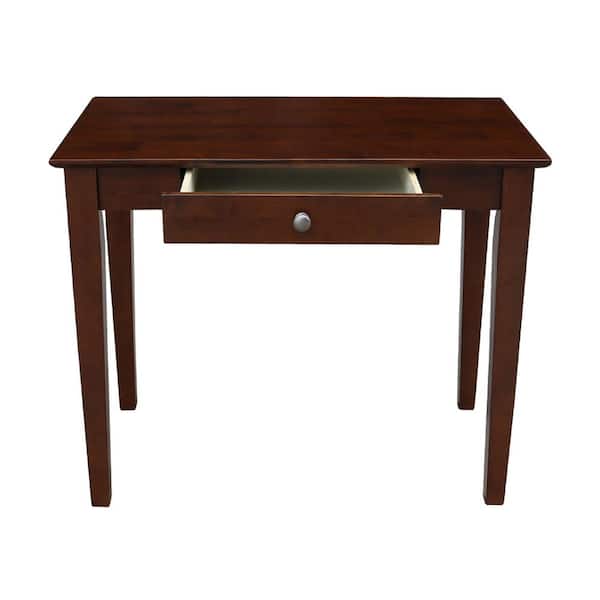 36 in. Rectangular Espresso 1 Drawer Writing Desk with Solid Wood Material