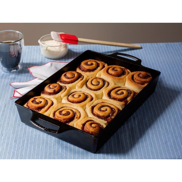 9 in. x 13 in. Cast Iron Pan in Black