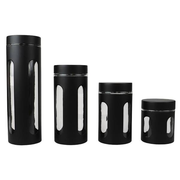 4-Piece Stainless Steel Canisters with Multiple Peek-Through Windows