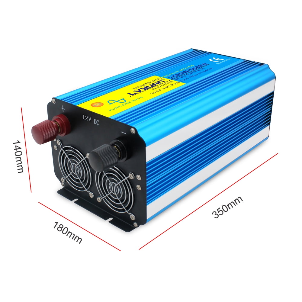 LVYUAN 2500 Watts Pure Sine Wave Power Inverter DC 12V to AC 110V 120V Car RV Converter With USB LED Display Remote Control