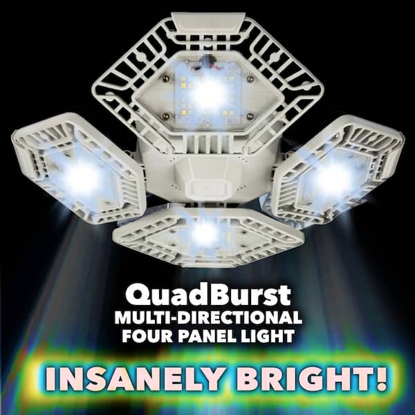 QuadBurst 10.6 in. 192 High Intensity LED 5500 Lumens White Flush Mount Ceiling Garage Light with 4 Adjustable Heads