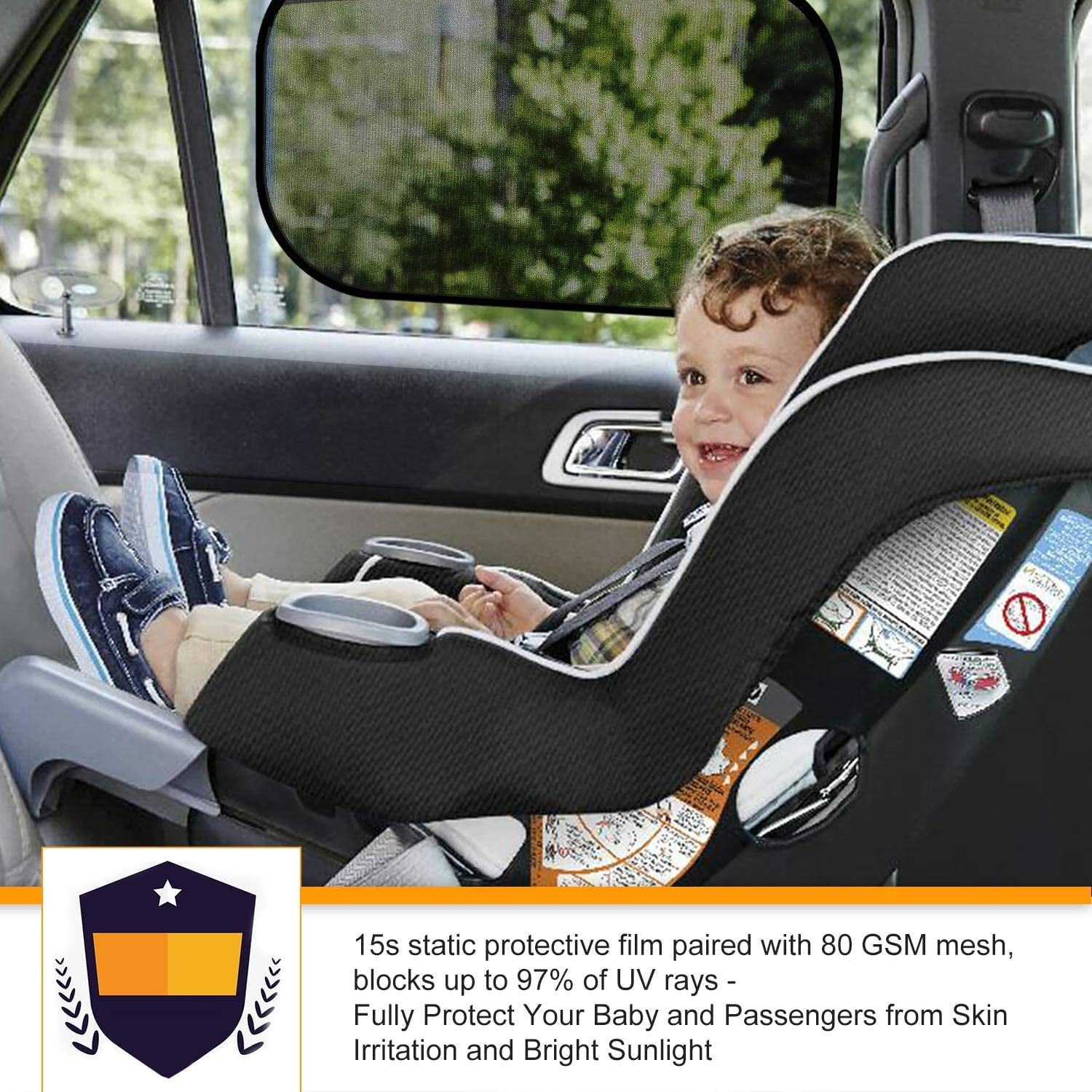 AstroAI Car Window Shade -2 Pack Semi Transparent & 2 Pack Transparent- 20