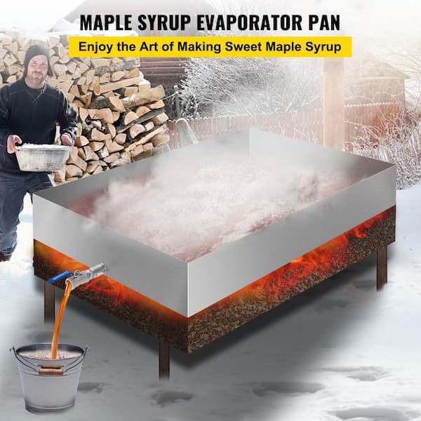 Maple Syrup Evaporator Kit 36 in. x 24 in. x 6 in. Stainless Steel Large RectanglePan MapleSyrup for Boiling MapleSyrup