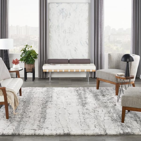 Sweet Dreams Ivory/Charcoal 8 ft. X 10 ft.  Contemporary Abstract Area Rug