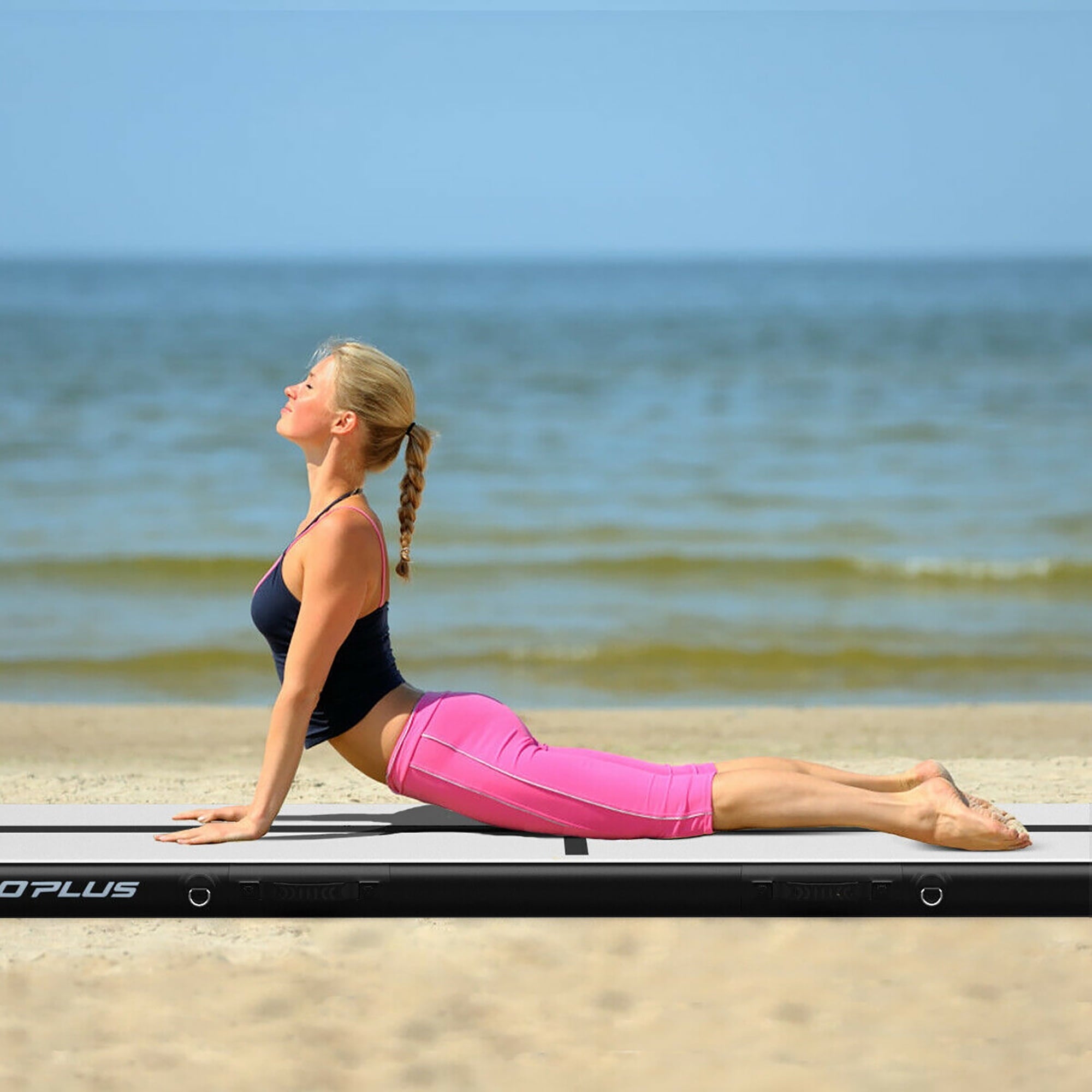 Goplus 13FT Air Track Inflatable Gymnastics Tumbling Mat w/ Pump Black