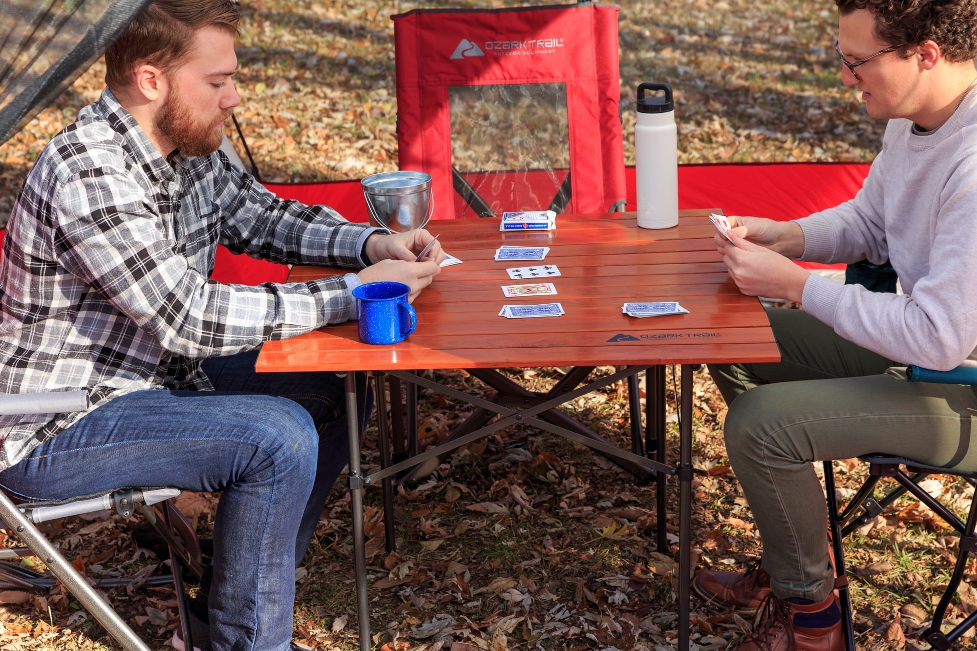 Ozark Trail Square Folding Aluminum Roll-Top Camp Table,31.5” x 31.5” x 27.5”