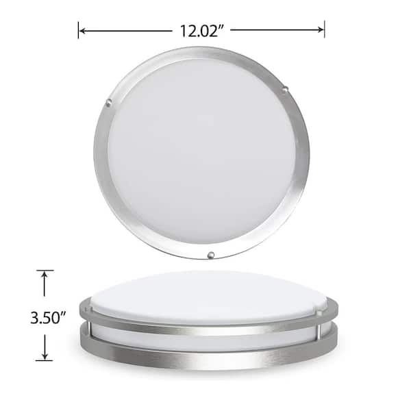 E3FMB LED 12 in. Brushed Nickel Round Double Ring Flush Mount Dimmable Ceiling Light Selectable CCT ENERGY STAR