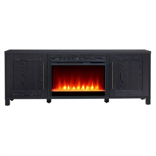 Henn&Hart 68" Black Grain Fireplace Insert TV Stand