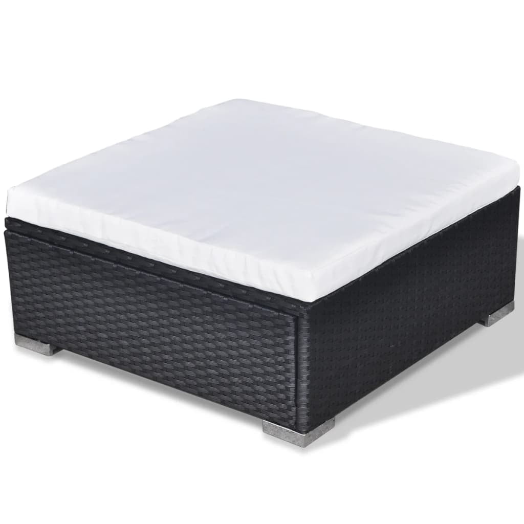 vidaXL 6 Piece Patio Lounge Set with Cushions Poly Rattan Black