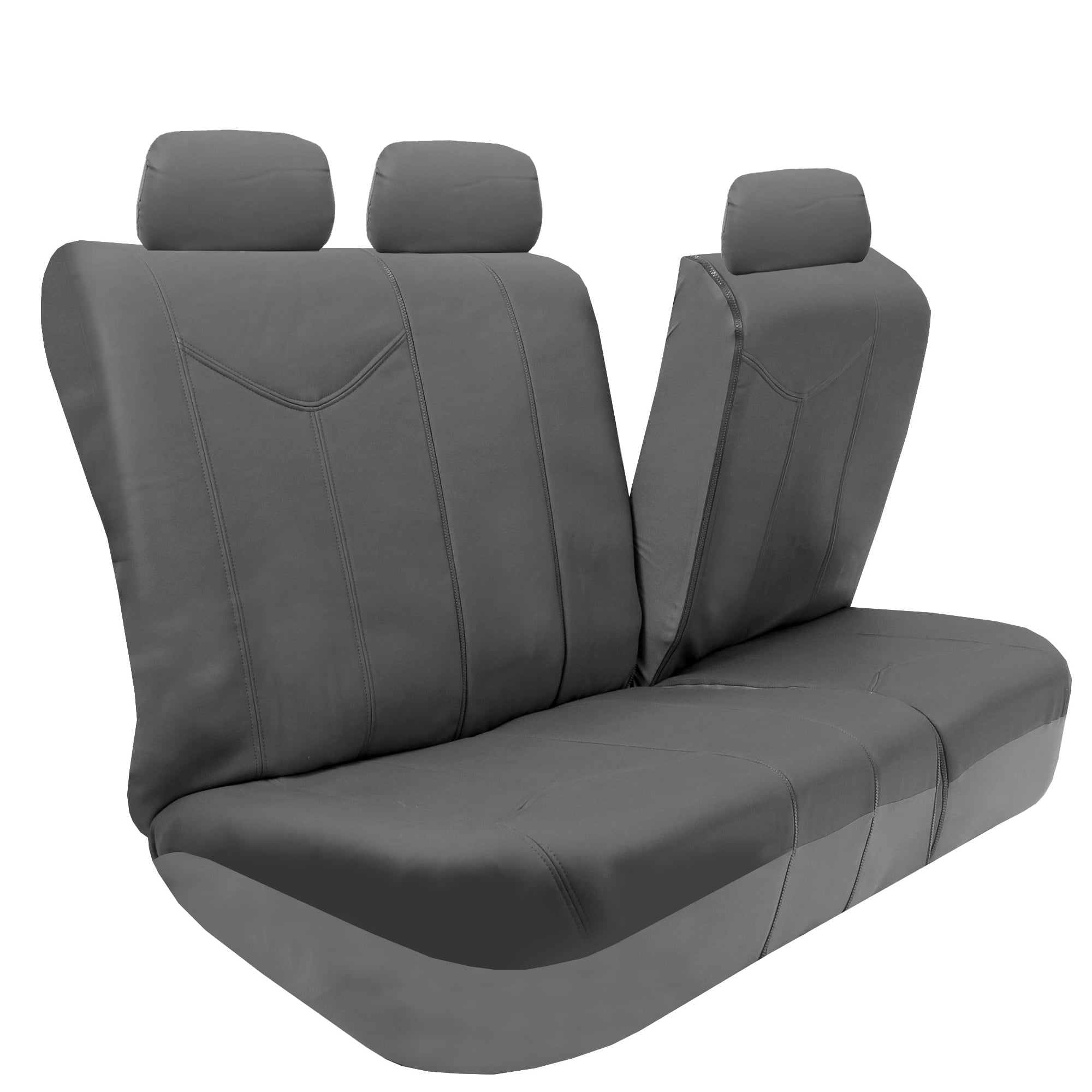 FH Group Gray Rome Faux Leather Airbag Compatible and Split Bench 8 Seaters Car Van Seat Covers, Full Set
