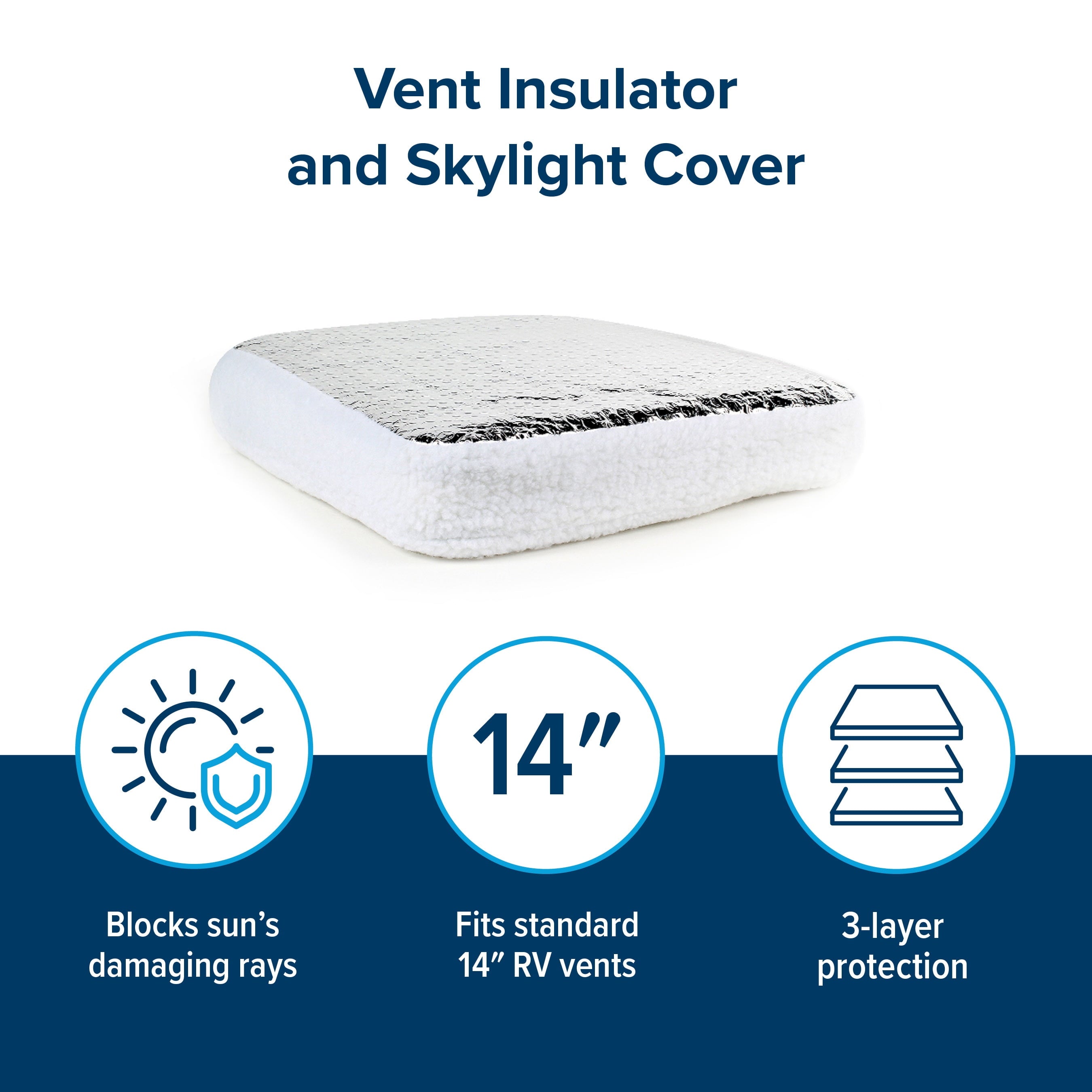 Camco Camper/RV Vent Insulator & Skylight Cover | Fits Standard 14” RV Roof Vents (45192)