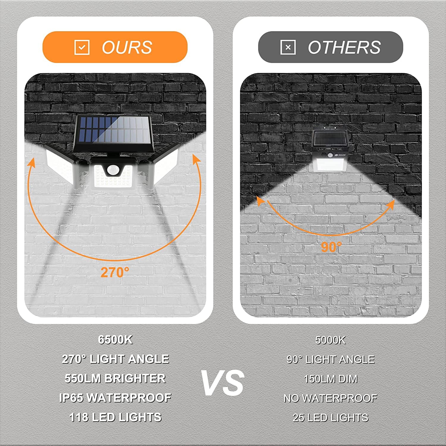 Solar Lights Outdoor, 2Pcs Solar Security Lights Motion Sensor Outdoor Flood Lights, Solar Porch Shop Light 270° Wide Angle Illumination,3 Heads Adjustable IP65 74 LEDs for Home Garden Patio Yard