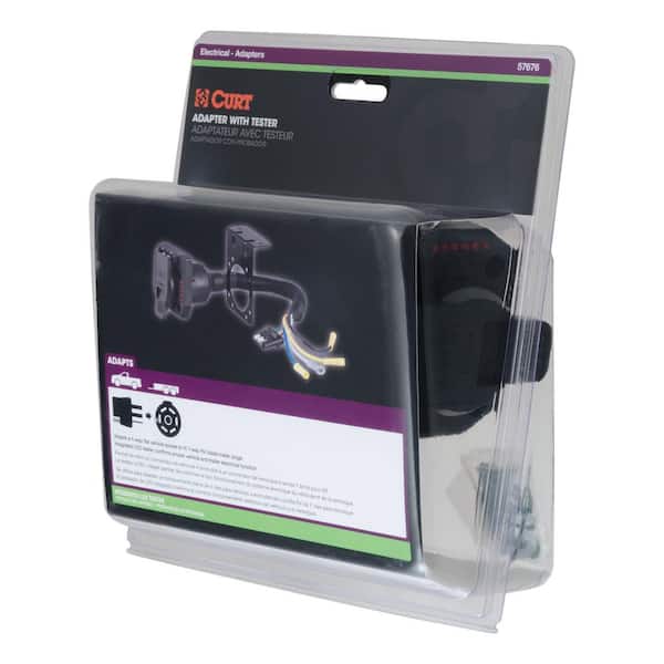 Electrical Adapter with Tester (4-Way Flat Vehicle to 7-Way RV Blade Trailer)