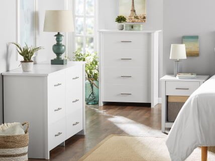 Mainstays Hillside Nightstand with Drawer, White Finish