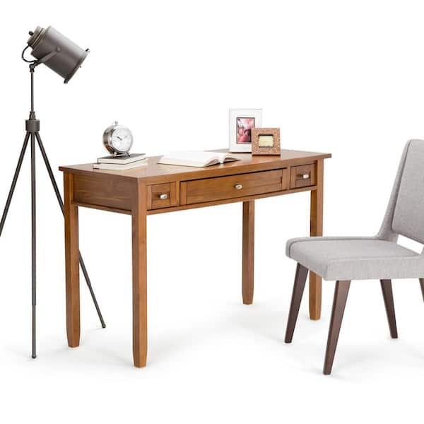 Warm Shaker Solid Wood Transitional 48 in. Wide Writing Office Desk in Light Golden Brown