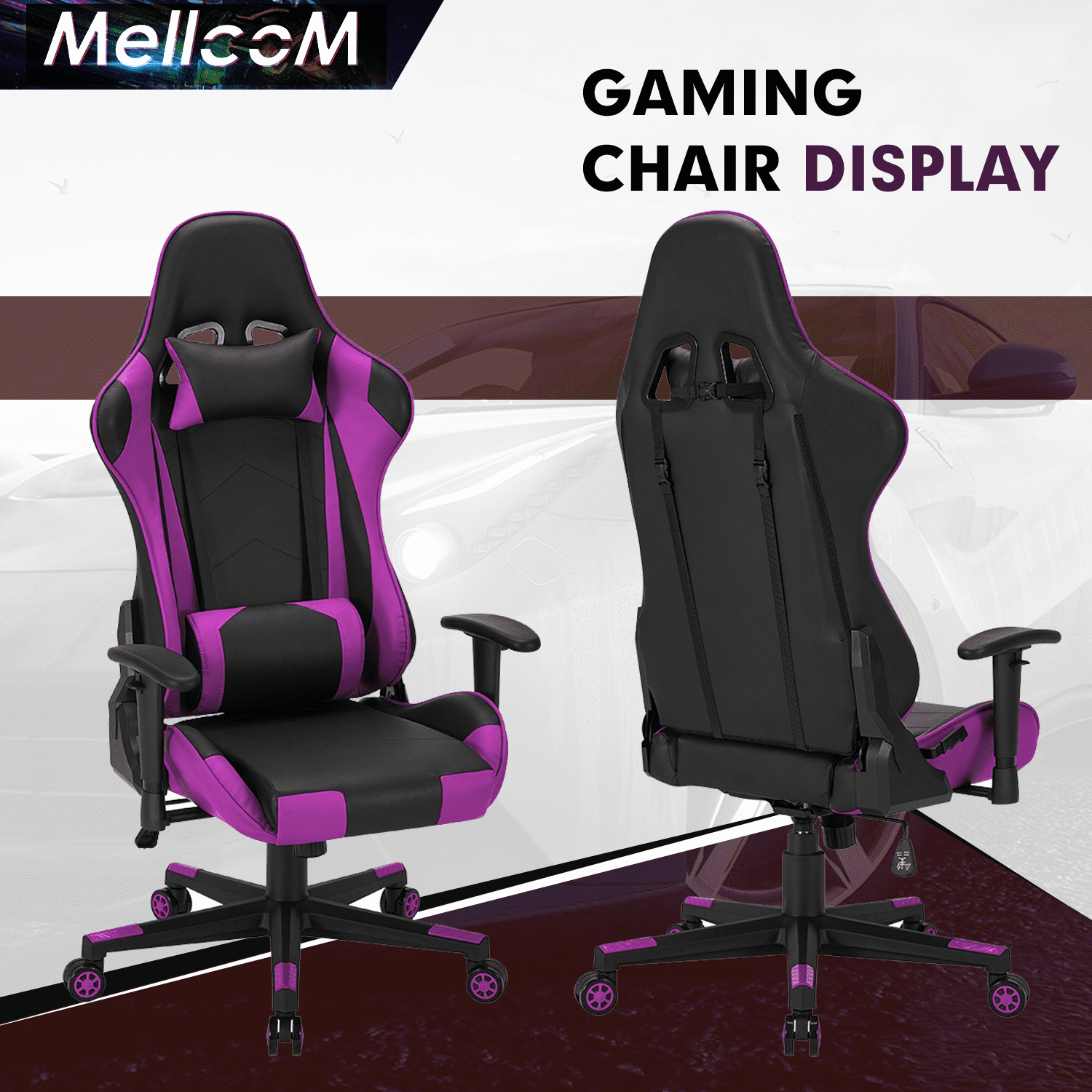 Hommow Gaming Chair,Office Chair High Back PC Desk Chair,Adjustable handrail,Purple