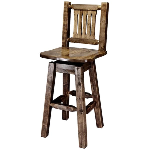 Homestead Collection 30 in. Early American Bar Stool with Swivel Seat and Back