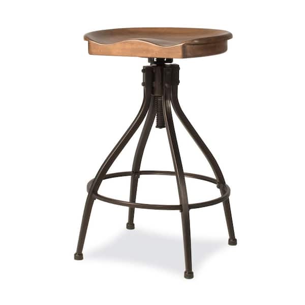 Worland 24-30 in. Brown Metal Backless Adjustable Height Swivel Stool