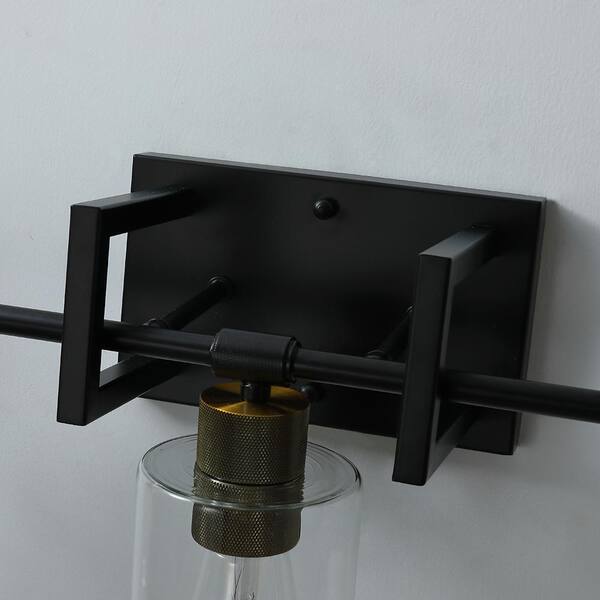21.6 in. 3-Light Black Bathroom Dimmable Vanity Light with Clear Glass Shades