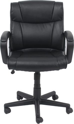 Basics Padded Office Desk Chair With Armrests Adjustable Height 360-Degree Black