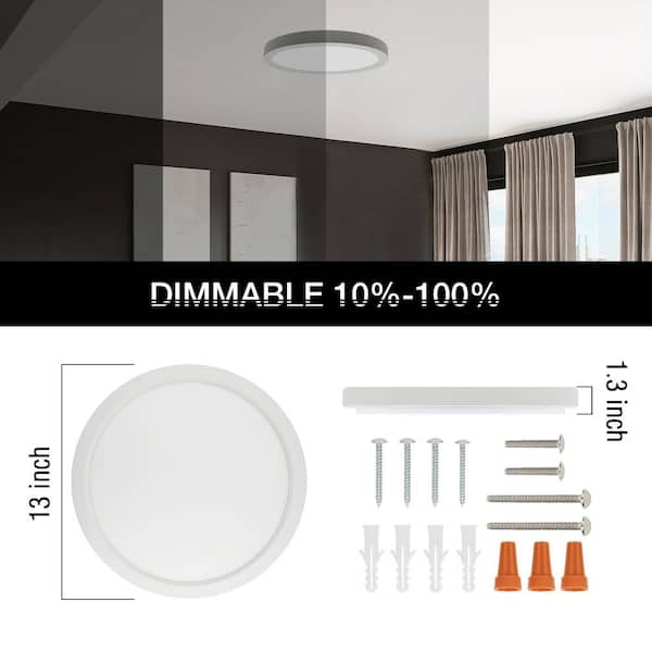 13 in. LED Flush Mount Ceiling Light with Night Light, 24W, 2400lm, 3000K/4000K/5000K Selectable