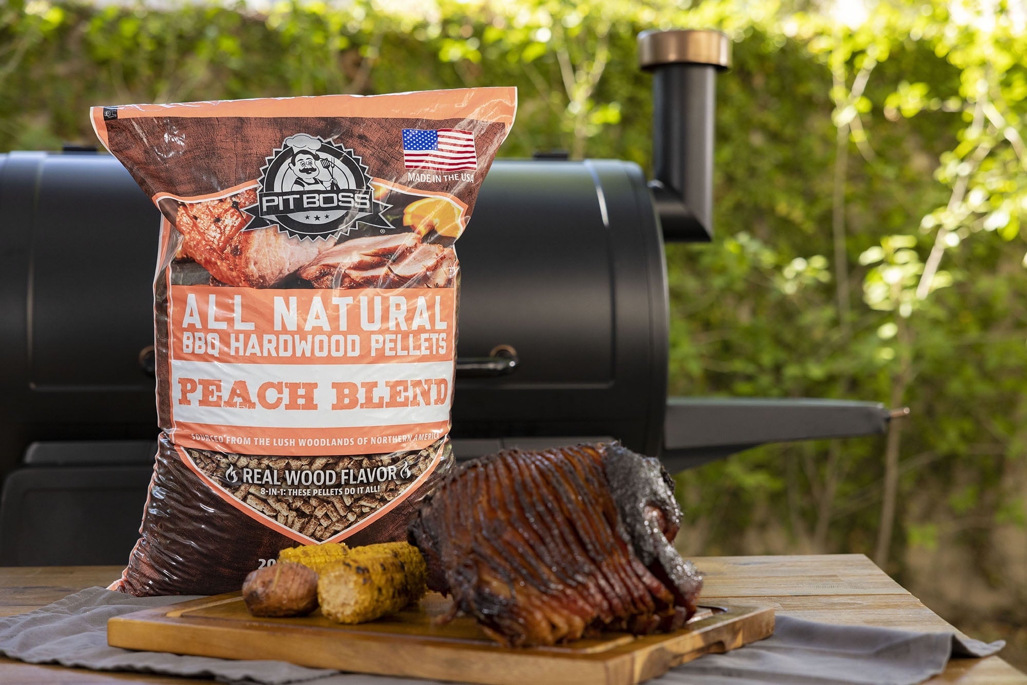 Pit Boss 100% All Natural Hardwood Peach Blend BBQ Grilling Pellets, 20 Pound Bag