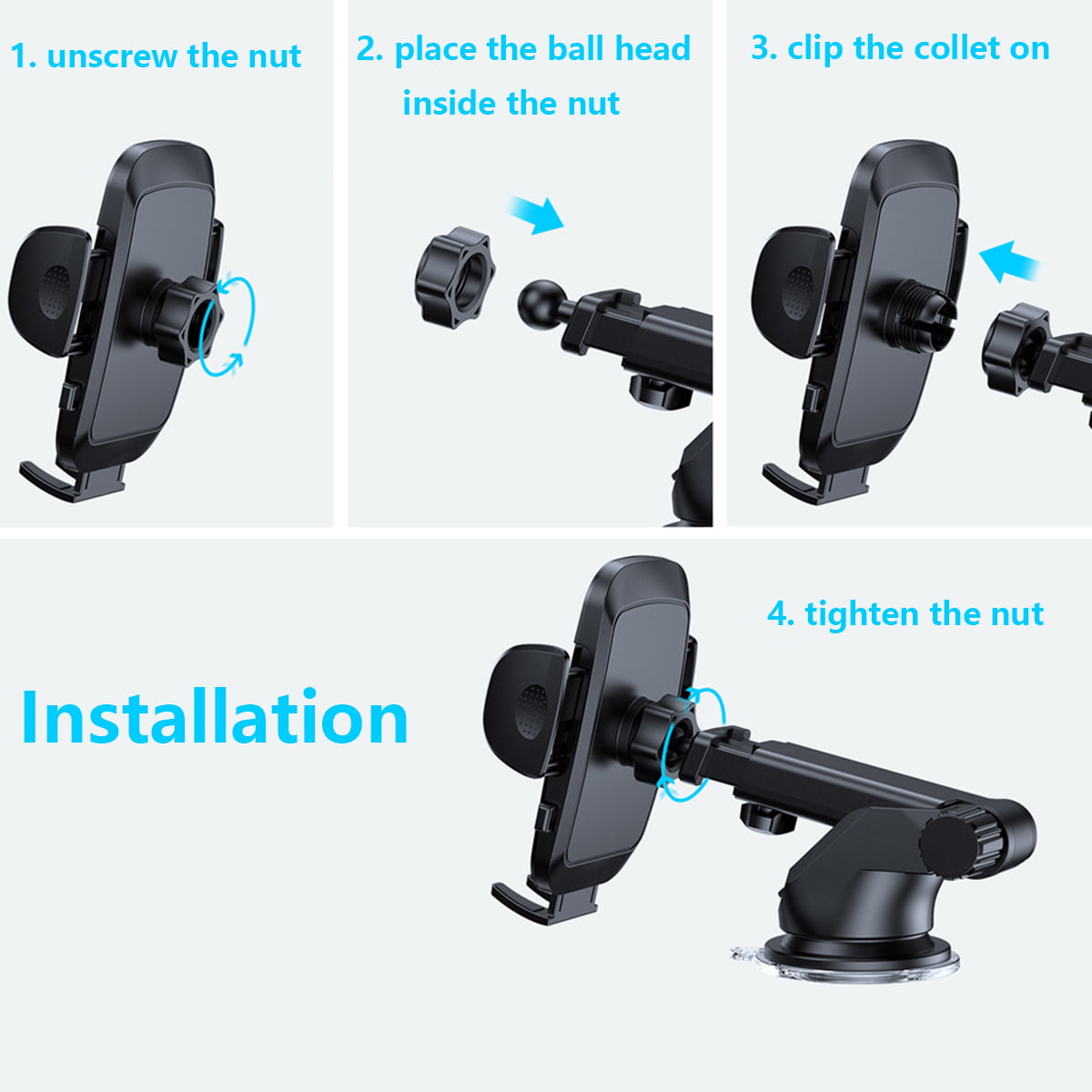 Byseng Phone Mount for Car, Cell Phone Holder for Car Dashboard Windshield and Car Vent 3 in 1, Car Phone Holder Mount for iPhone 14 13 12 Pro Max Samsung All Cell Phones