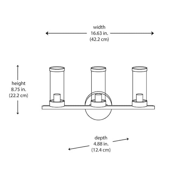 Loveland 16.625 in. 3-Light Black Bathroom Vanity Light Fixture with Clear Glass Shades