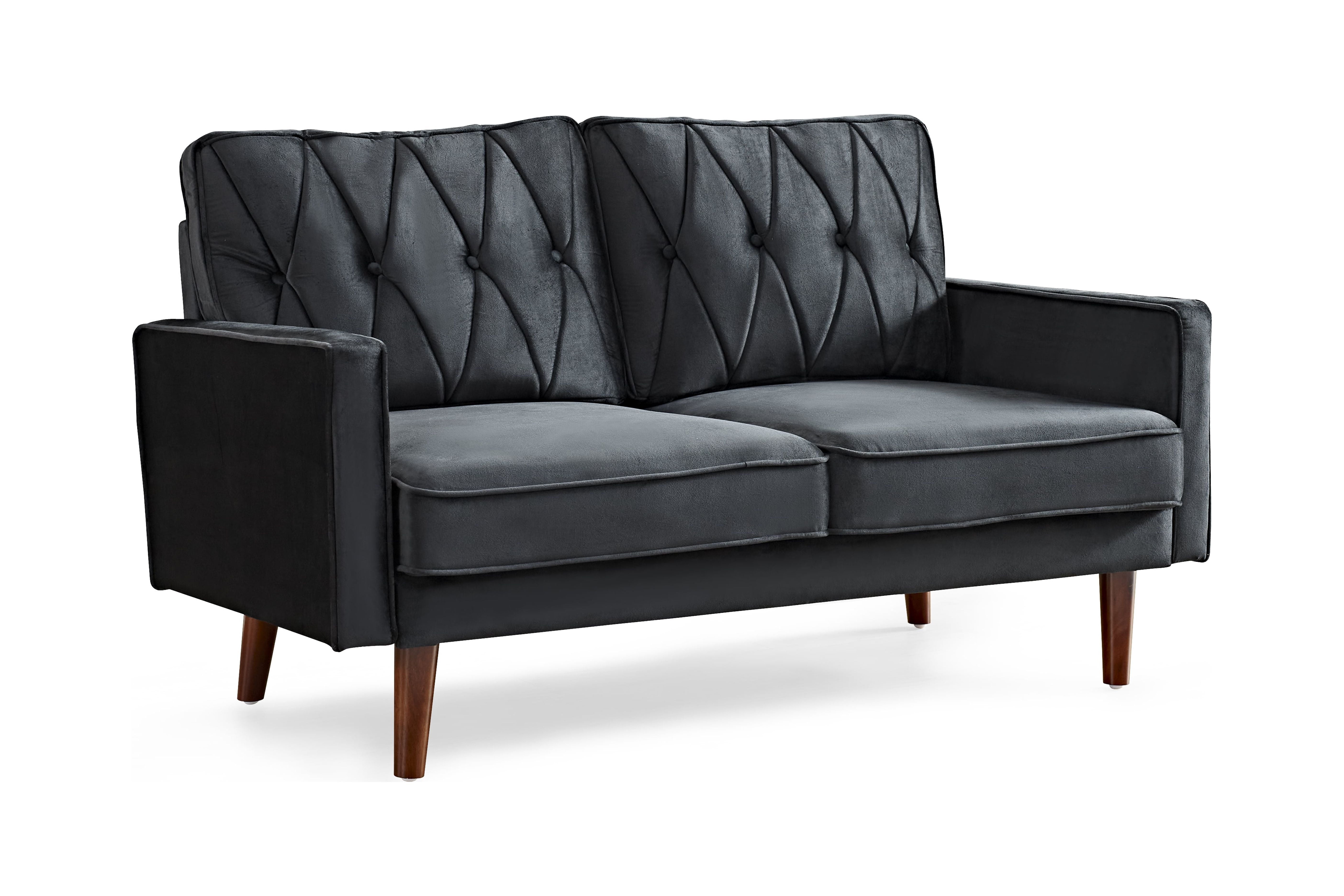 US PRIDE FURNITURE Tufted Cushion Back 57.5 Wide Loveseat-Black