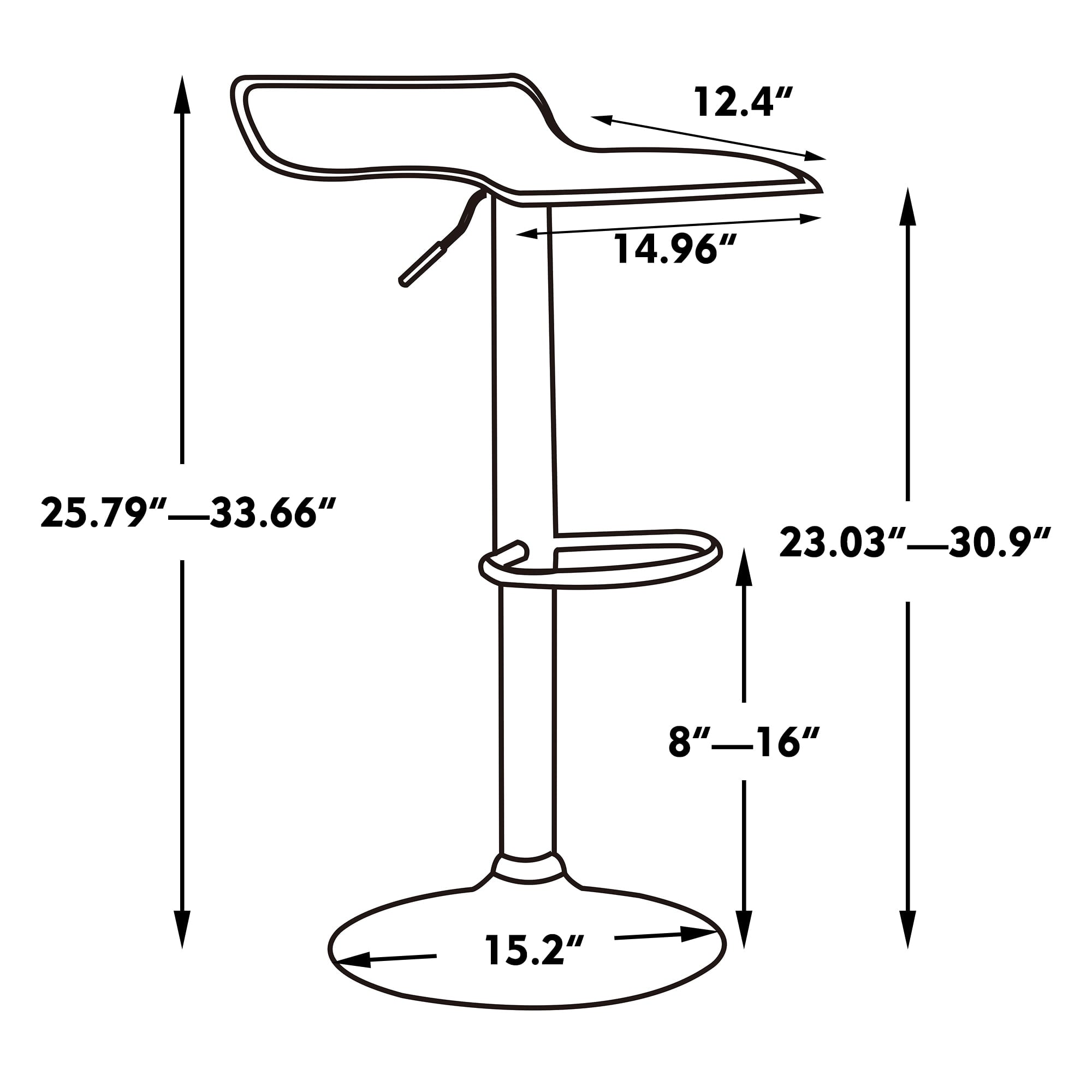 Adjustable Height Swivel Bar Stool Modern Black Bar ChairSet of 2