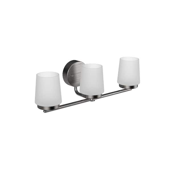 Jackson Park 22 in. 3-Light Brushed Nickel Integrated LED Bathroom Vanity Light Bar with Frosted Glass