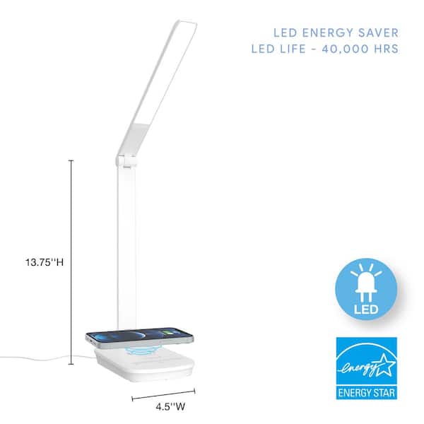 Atmosphere 12.6 in. White Desk Lamp with Wireless Charging