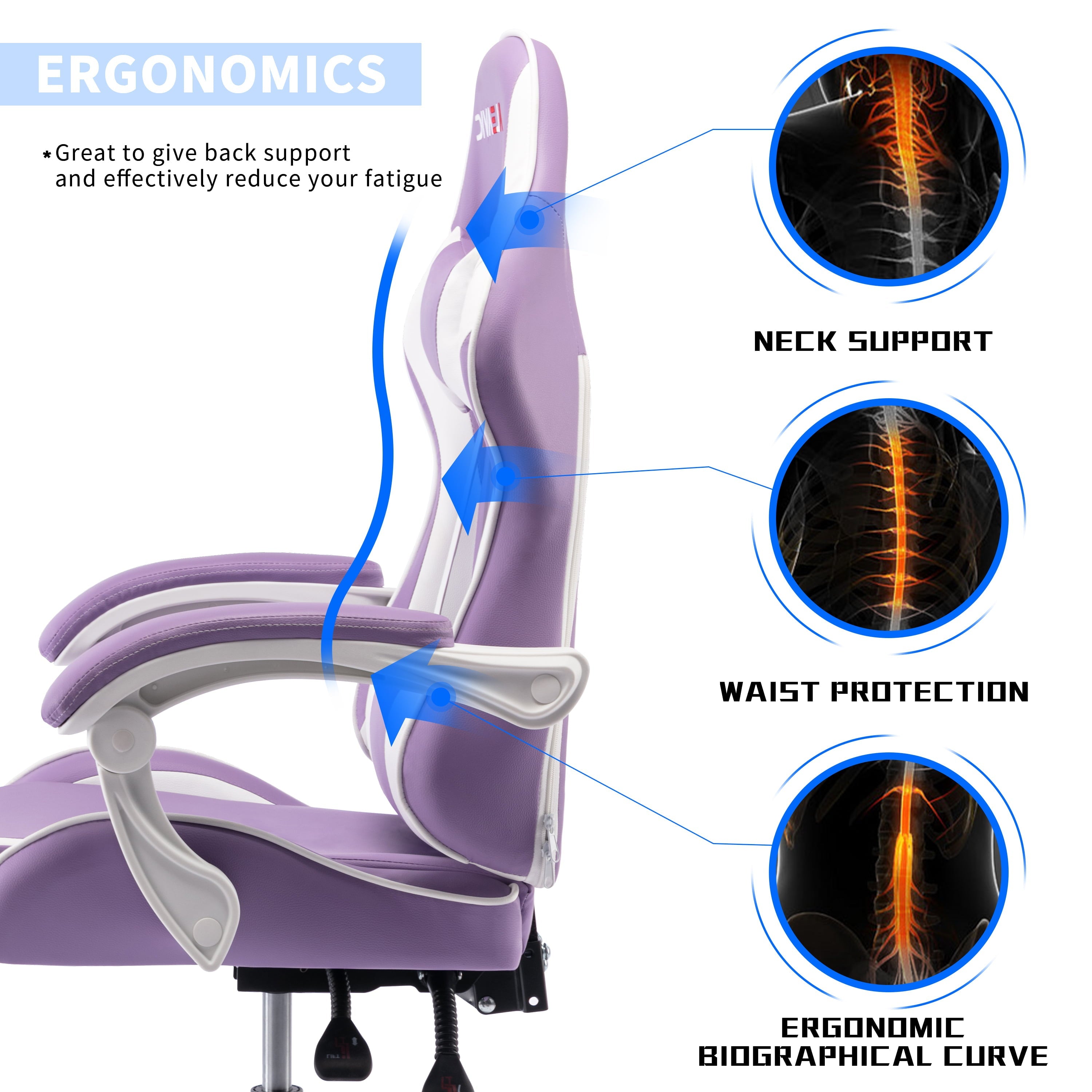 XINMICS Ergonomic Gaming Chair Gaming Massage Chair Massage Function Lying Recliner Seat Home Office Chair