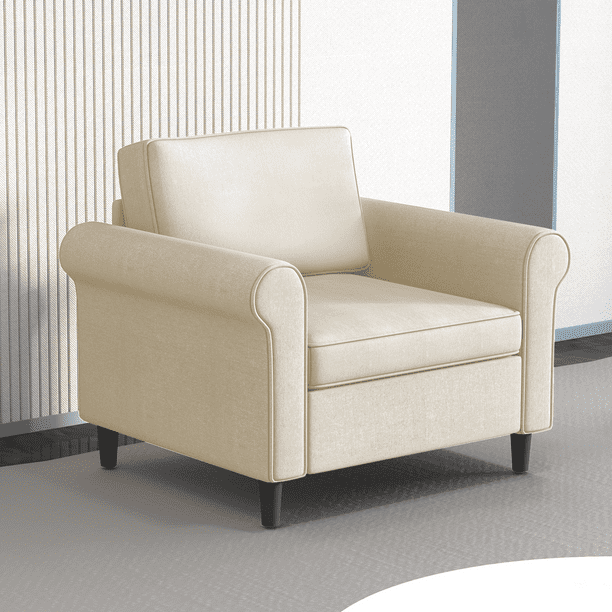 ZAFLY Modern Sleeper Sofa | Sectional Single Couch, DIY Combination for Living Room | Natural Fabric, Cotton and Linen | Wooden Frame, Durable and Sturdy- Dark Gray