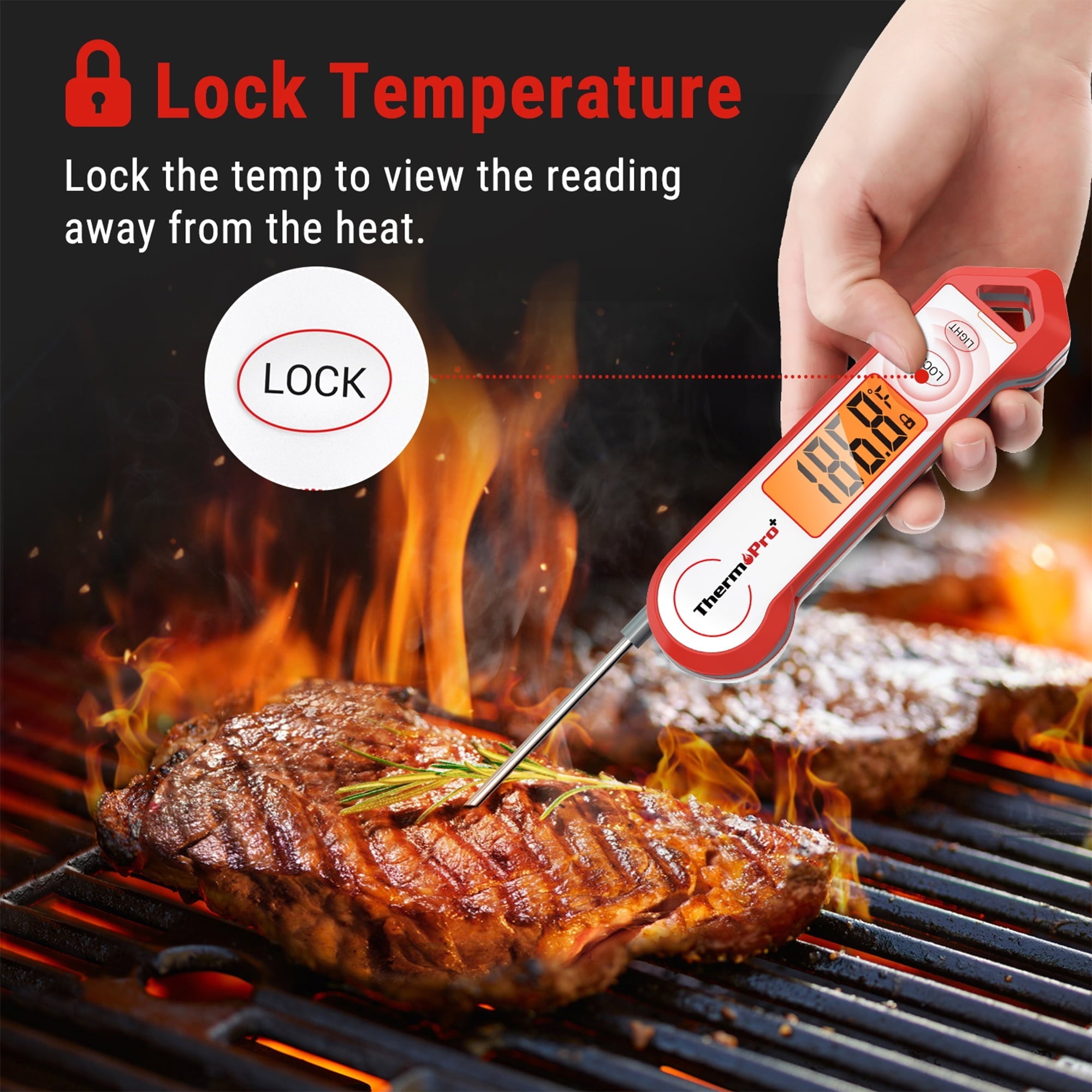 ThermoPro TP19HW Waterproof Meat Thermometer with Magnet, LED Display and Stainless Steel Probe