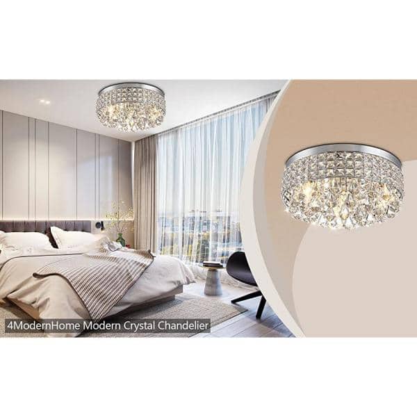 Jackson 4-Light 15 in. Chrome Flush Mount With Crystal