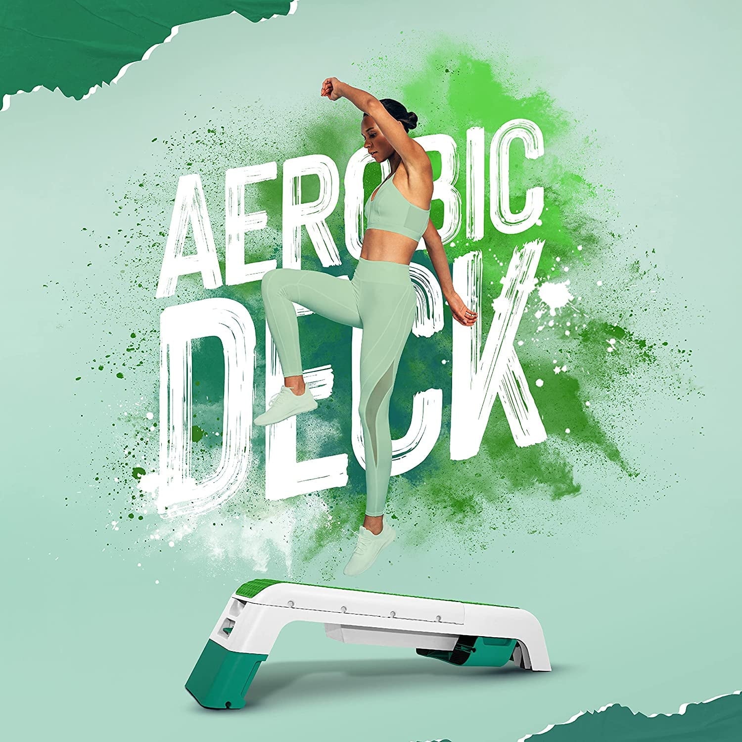 Yes4All Multifunctional Fitness Aerobic Step Platform and Aerobic Deck, Green and White