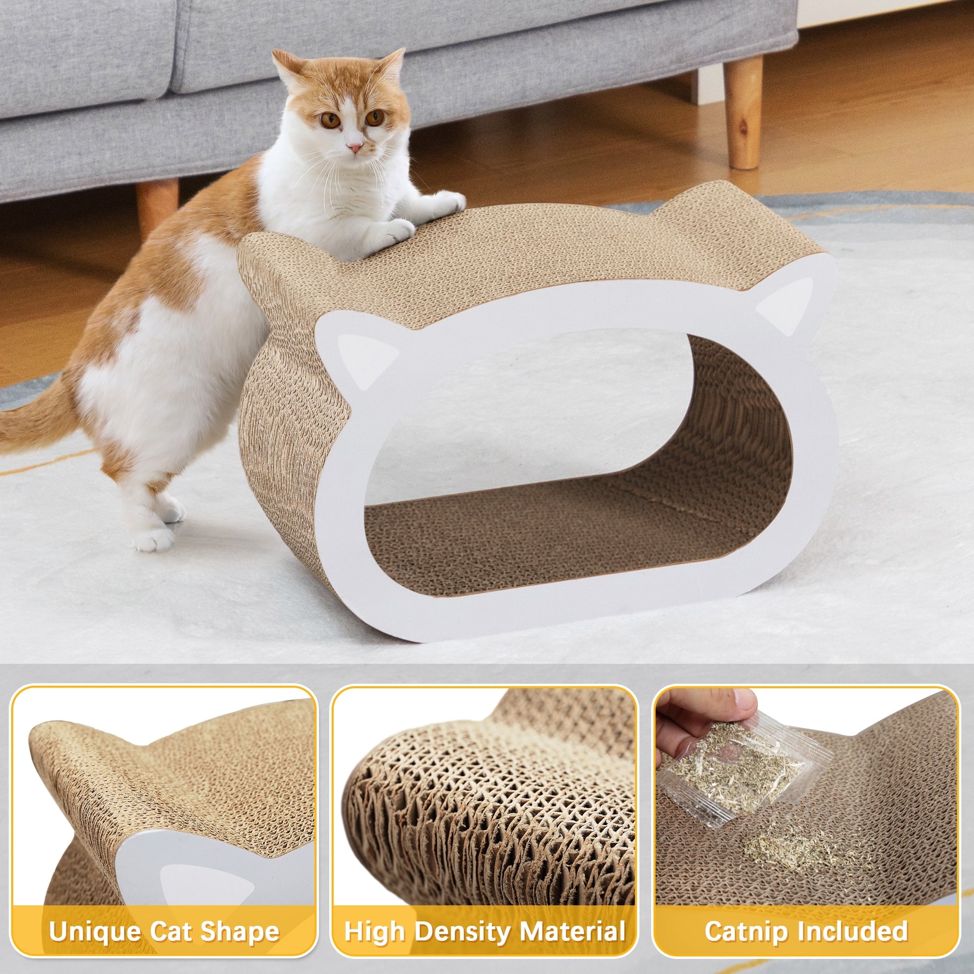 Coziwow Cat Scratcher Cardboard Scratch Lounge Pad, Cat Bed Furniture House W/ Catnip
