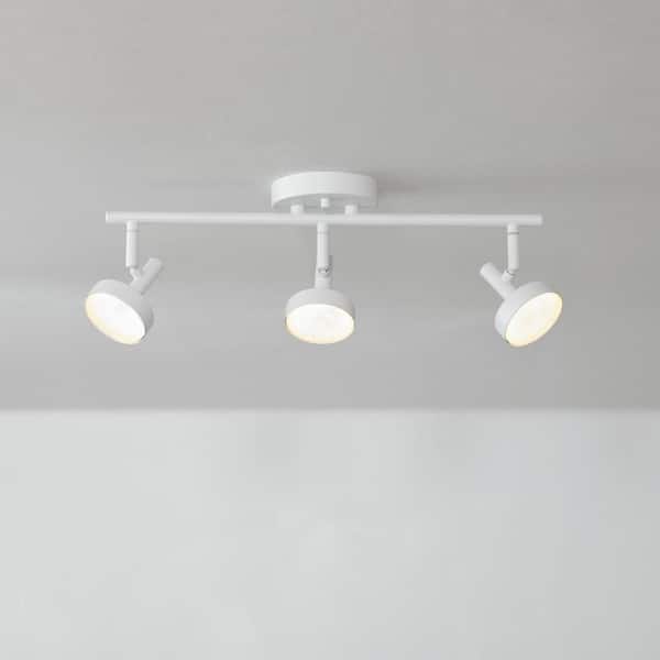1.5 ft. 3-Light Matte White Integrated LED Fixed Track Lighting Kit with Frosted Diffusers