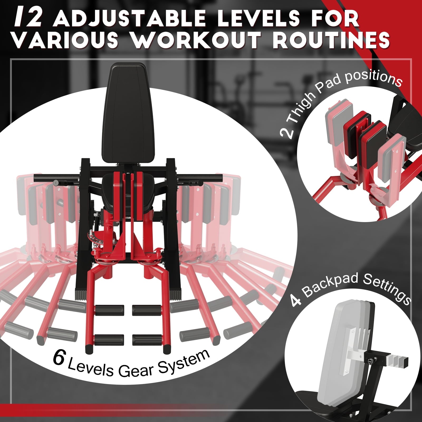 Syedee Hip Abductor Machine, Plate-Loaded Inner and Outer Thigh Machine, Thigh Master Hip Trainer, Hip Thrusters for Home Gym