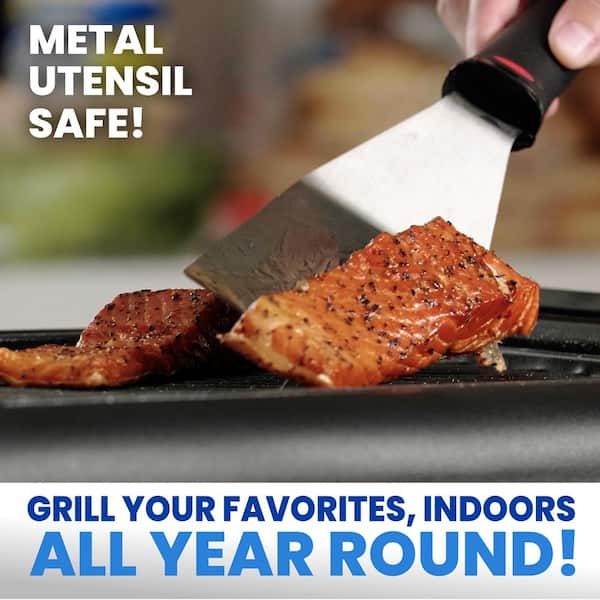 224 sq. in. Triple Layer Non-Stick Titanium and Diamond Infused Coating Electric Smoke-less Indoor Grill