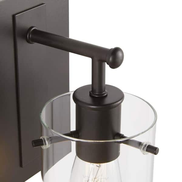 Regan 4.5 in. 1-Light Espresso Bronze Bathroom Vanity Light with Clear Glass Shade