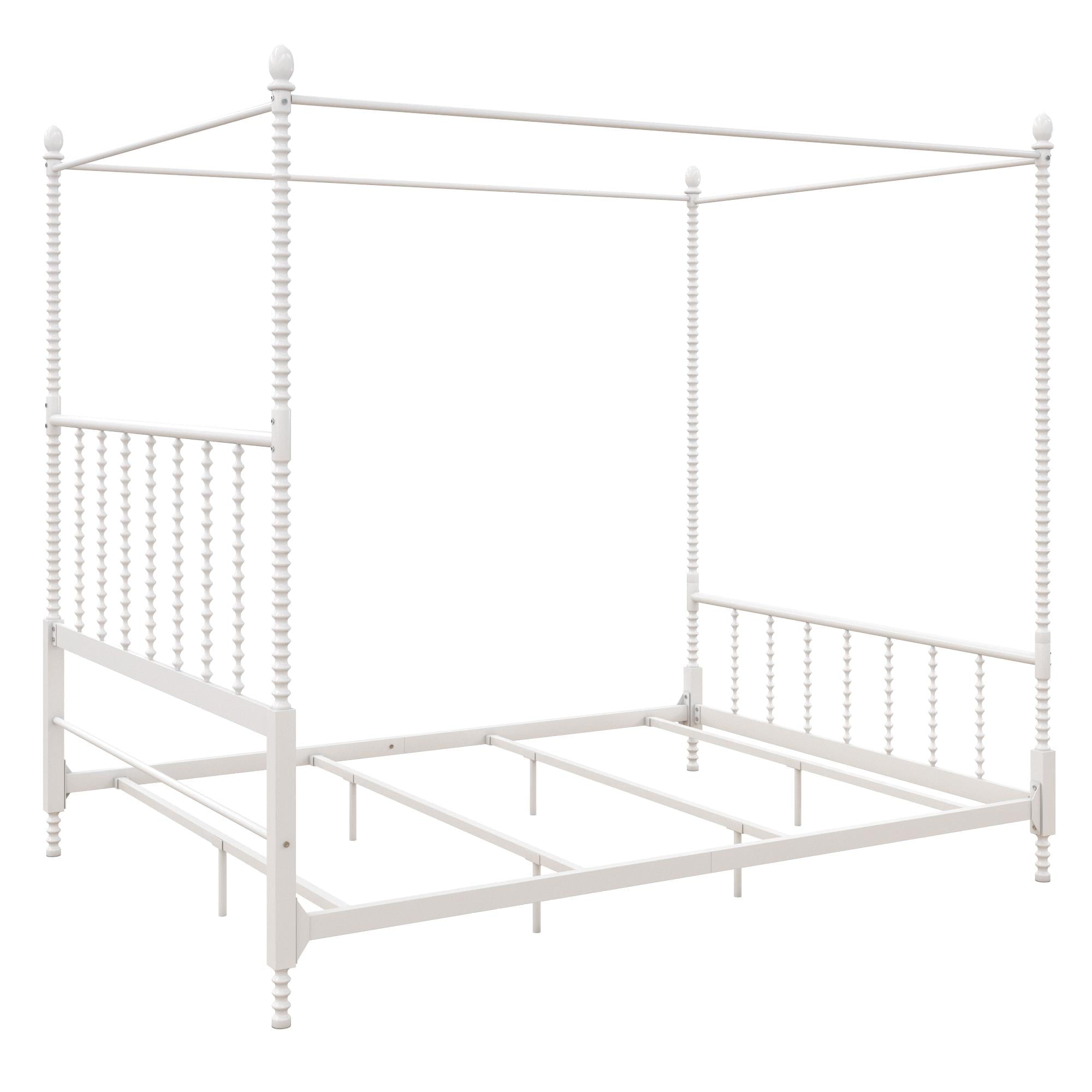 DHP Jenny Lind Queen Canopy Poster Bed Frame, White