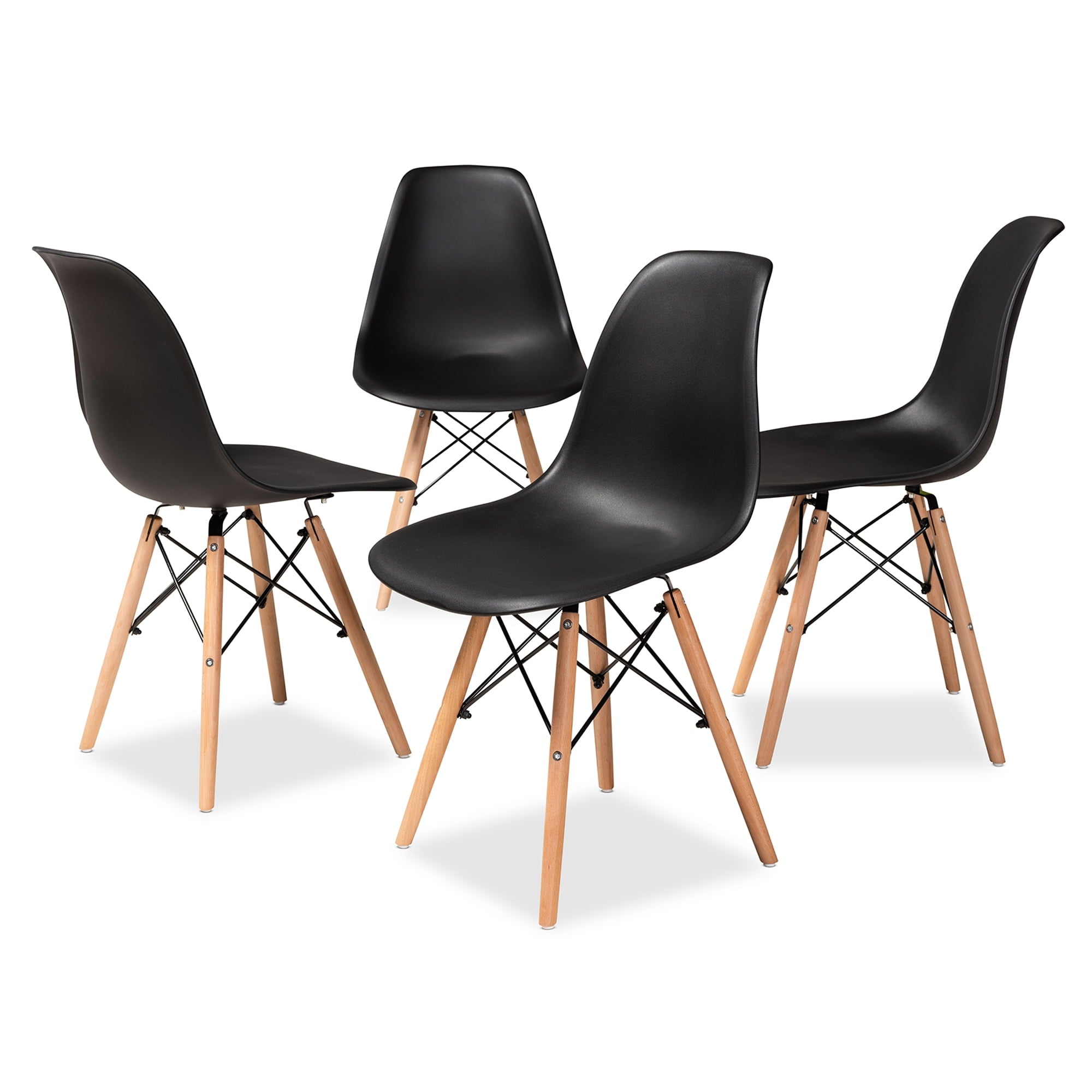 Baxton Studio Jaspen Dining Chair, Set of 4, Black/Oak Brown