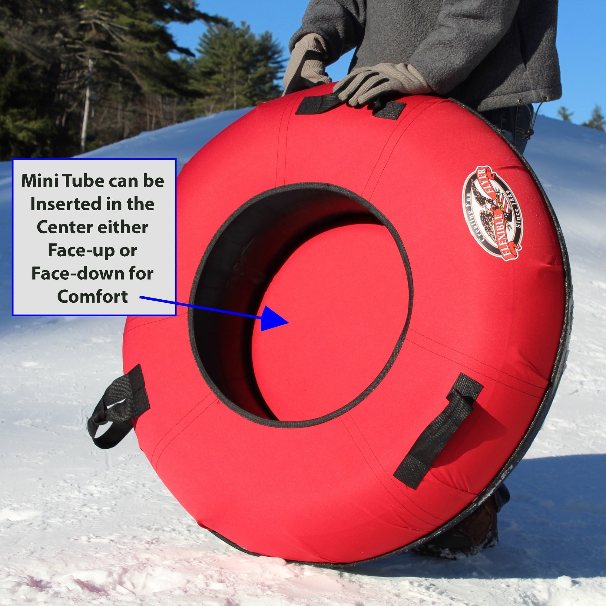 Flexible Flyer Heavy-Duty Snow Tube. Hard Plastic Bottom Inflatable Sled