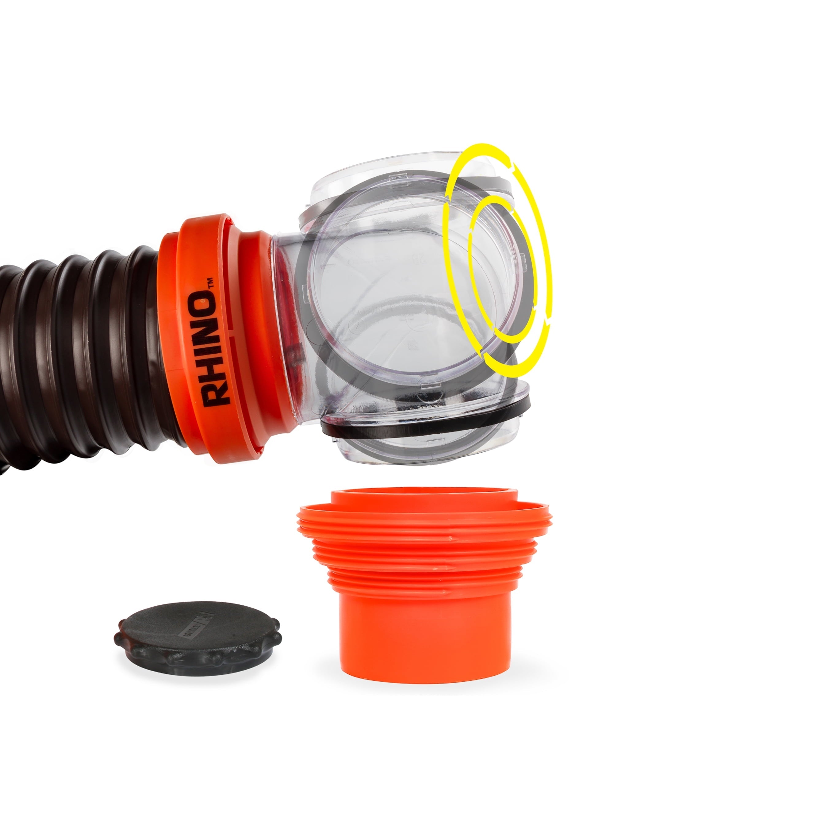 Camco Camper/RV RhinoFLEX Sewer Hose Kit with 15' Hose and Swivel Fittings (39762)