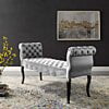 Modway Adelia Chesterfield Style Button Tufted Performance Velvet Bench in Light Gray