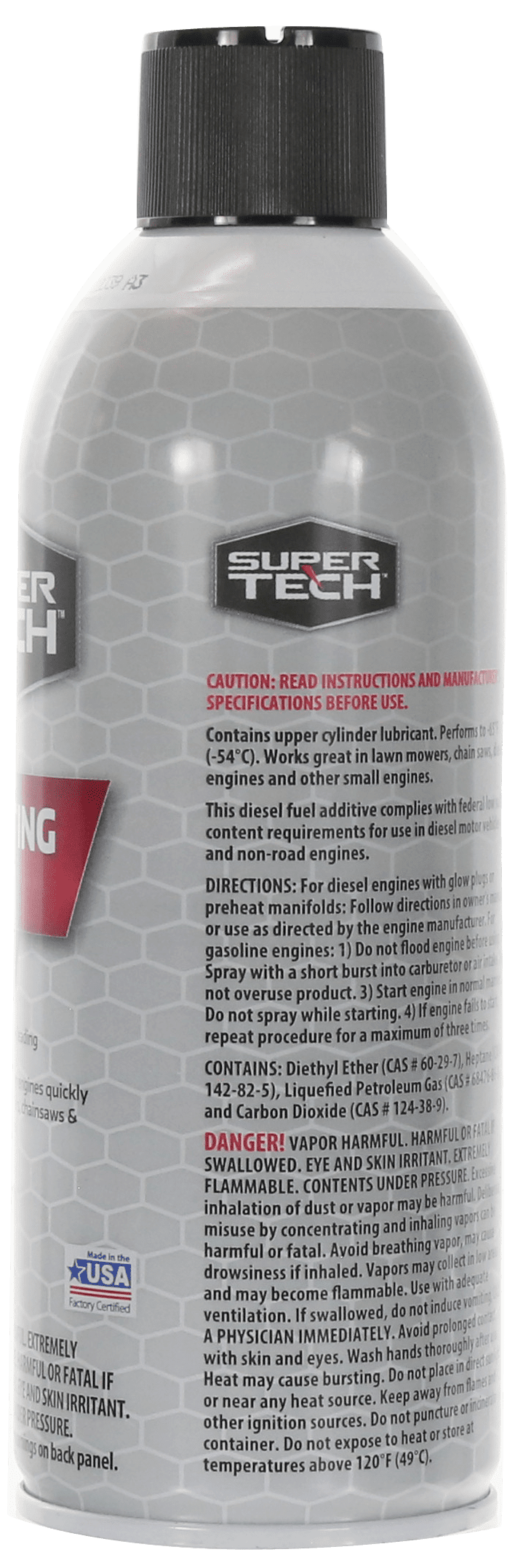 Super Tech Starting Fluid — 50% Ether, 10.7 oz.