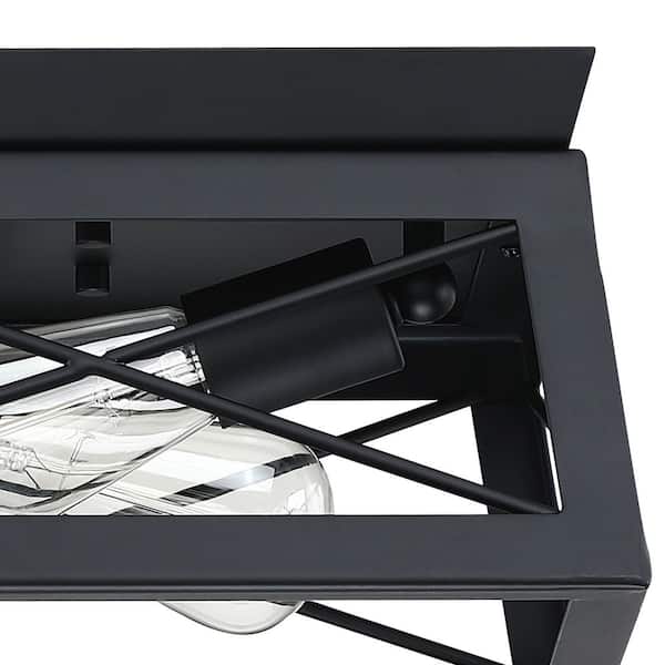 12 in. 2-Light Matte Black Flush Mount